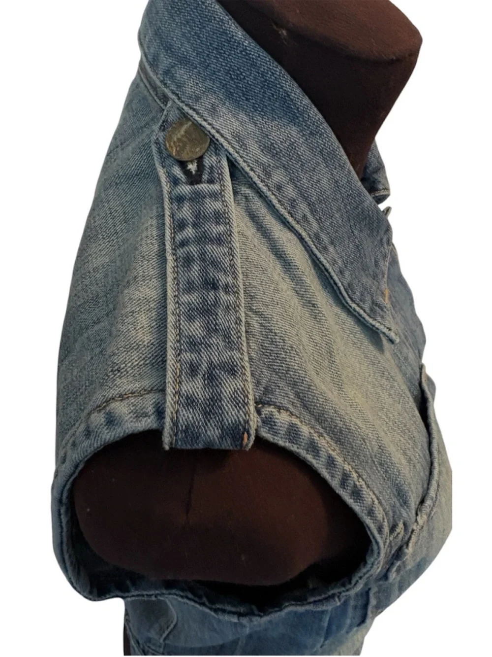 McGuire Denim Abby Rose Sleeveless Fitted Vest Distressed Denim Womens size XS - Picture 7 of 12